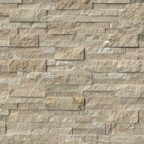 Durango Cream Split Face Ledger Panel 6" X 24" Travertine Wall Tile, 8PK